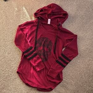 No Boundaries Maroon Skull Hoodie
